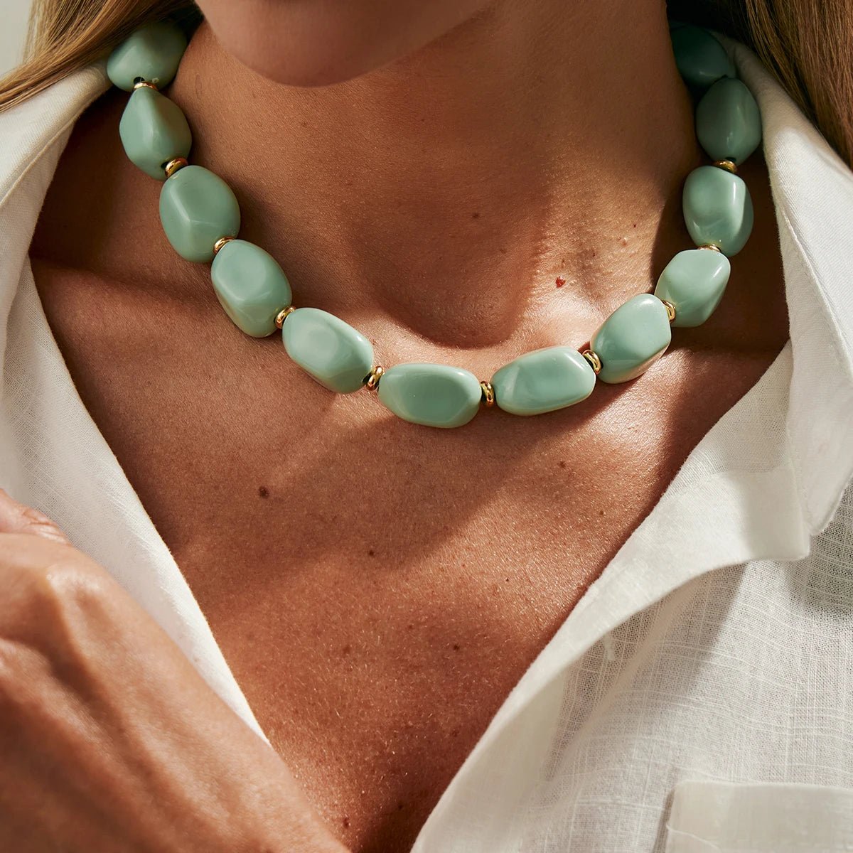 Collier femmes mode à la main perle tour de cou bijoux de fête - FoytiShop