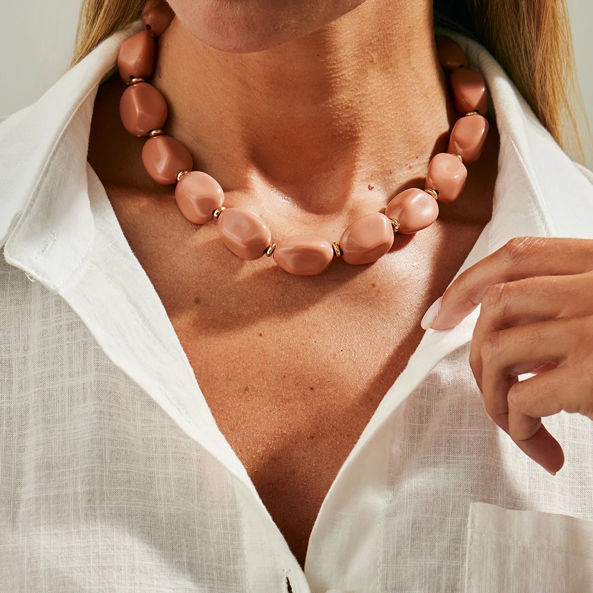 Collier femmes mode à la main perle tour de cou bijoux de fête - FoytiShop