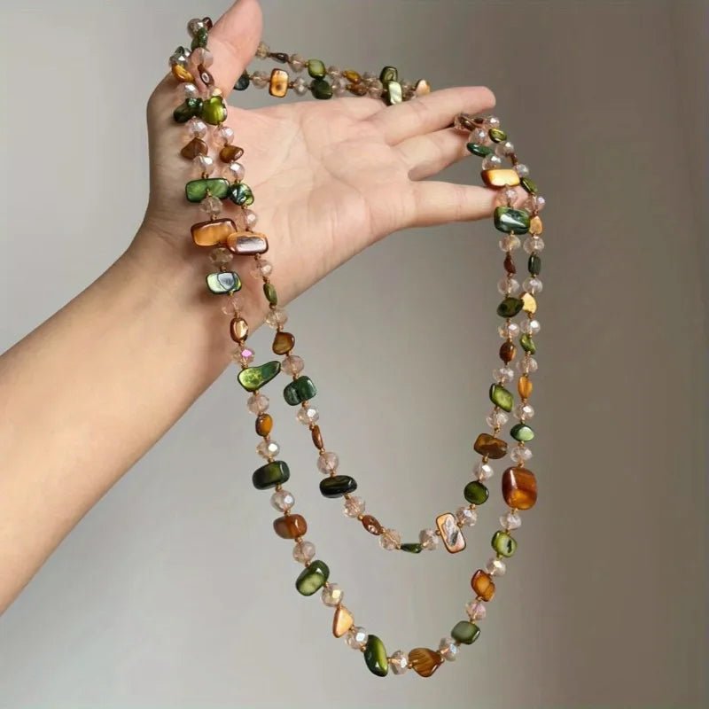 Collier Vintage multicolore en perles de coquillage, Double couche, léger, de luxe - FoytiShop