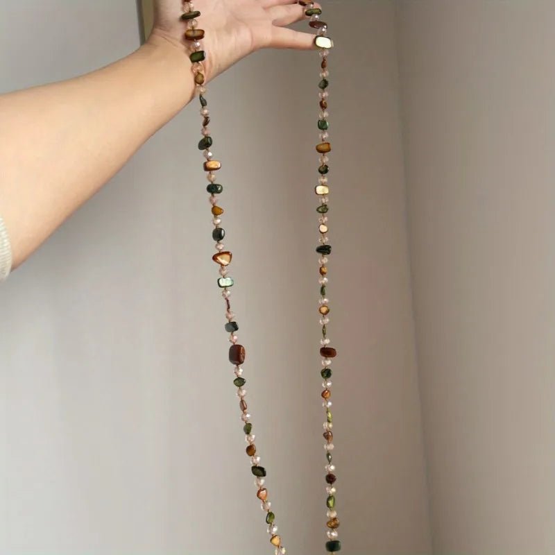 Collier Vintage multicolore en perles de coquillage, Double couche, léger, de luxe - FoytiShop