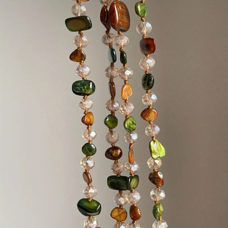 Collier Vintage multicolore en perles de coquillage, Double couche, léger, de luxe - FoytiShop