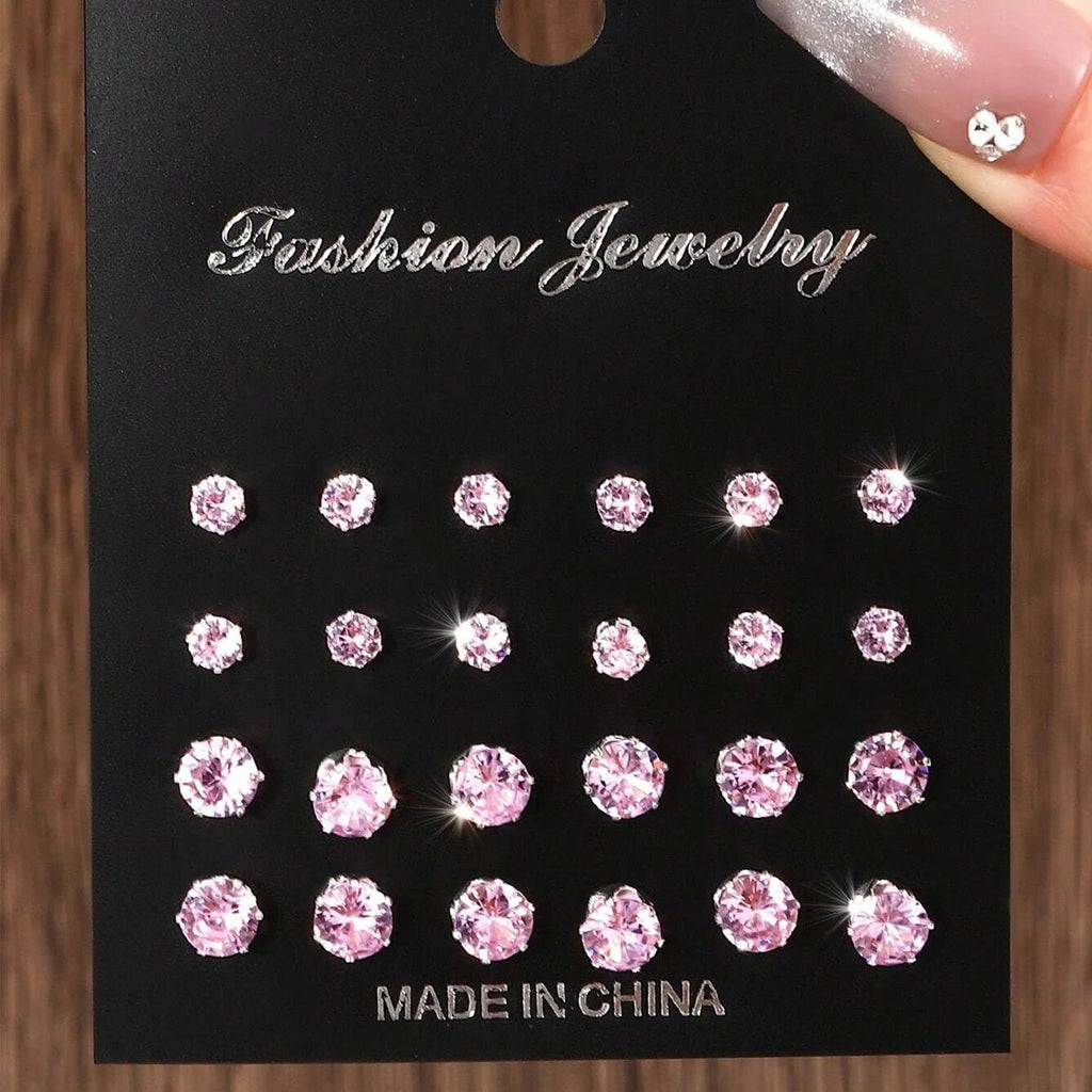 💎 Ensemble 12 Paires Boucles d'Oreilles Zircone - Luxe et Élégance - FoytiShop