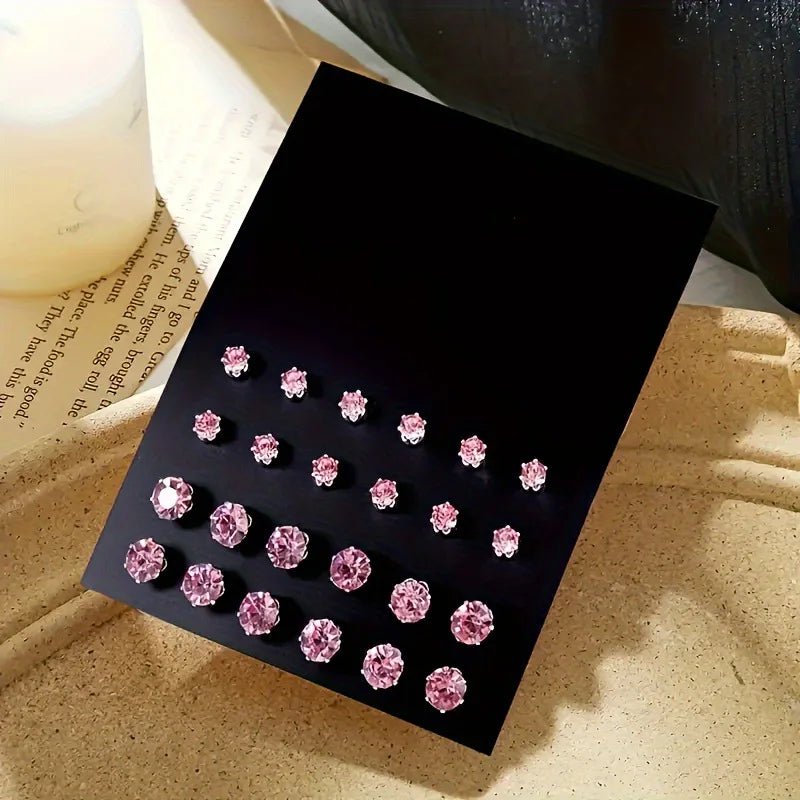 💎 Ensemble 12 Paires Boucles d'Oreilles Zircone - Luxe et Élégance - FoytiShop