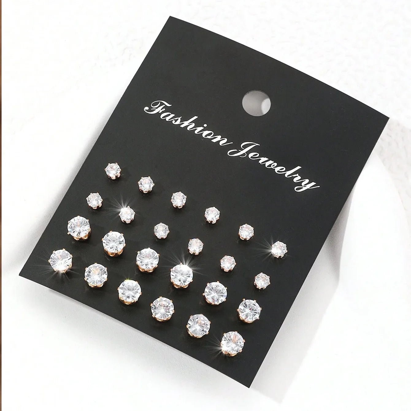 💎 Ensemble 12 Paires Boucles d'Oreilles Zircone - Luxe et Élégance - FoytiShop