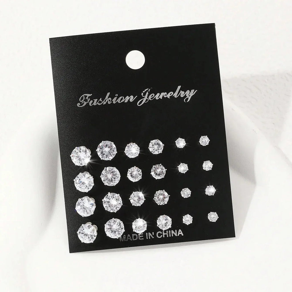 💎 Ensemble 12 Paires Boucles d'Oreilles Zircone - Luxe et Élégance - FoytiShop