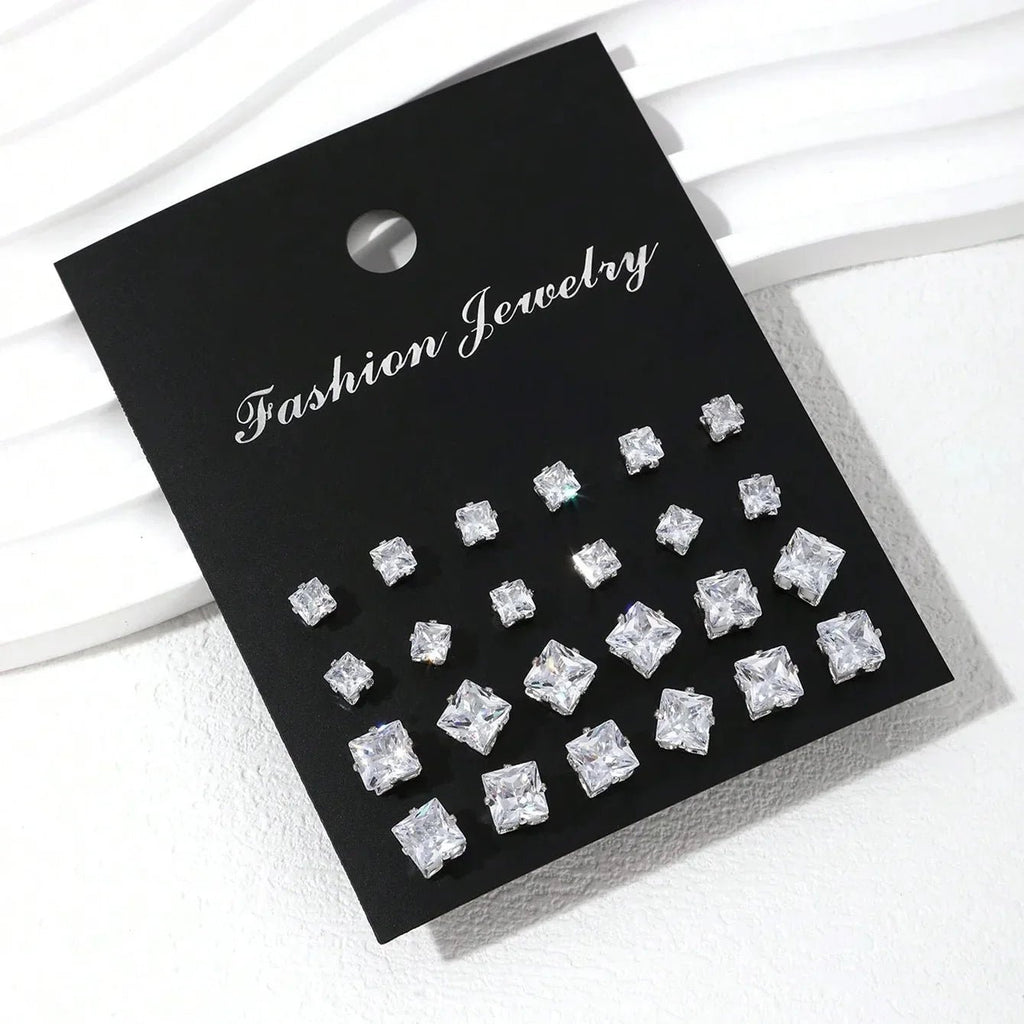 💎 Ensemble 12 Paires Boucles d'Oreilles Zircone - Luxe et Élégance - FoytiShop