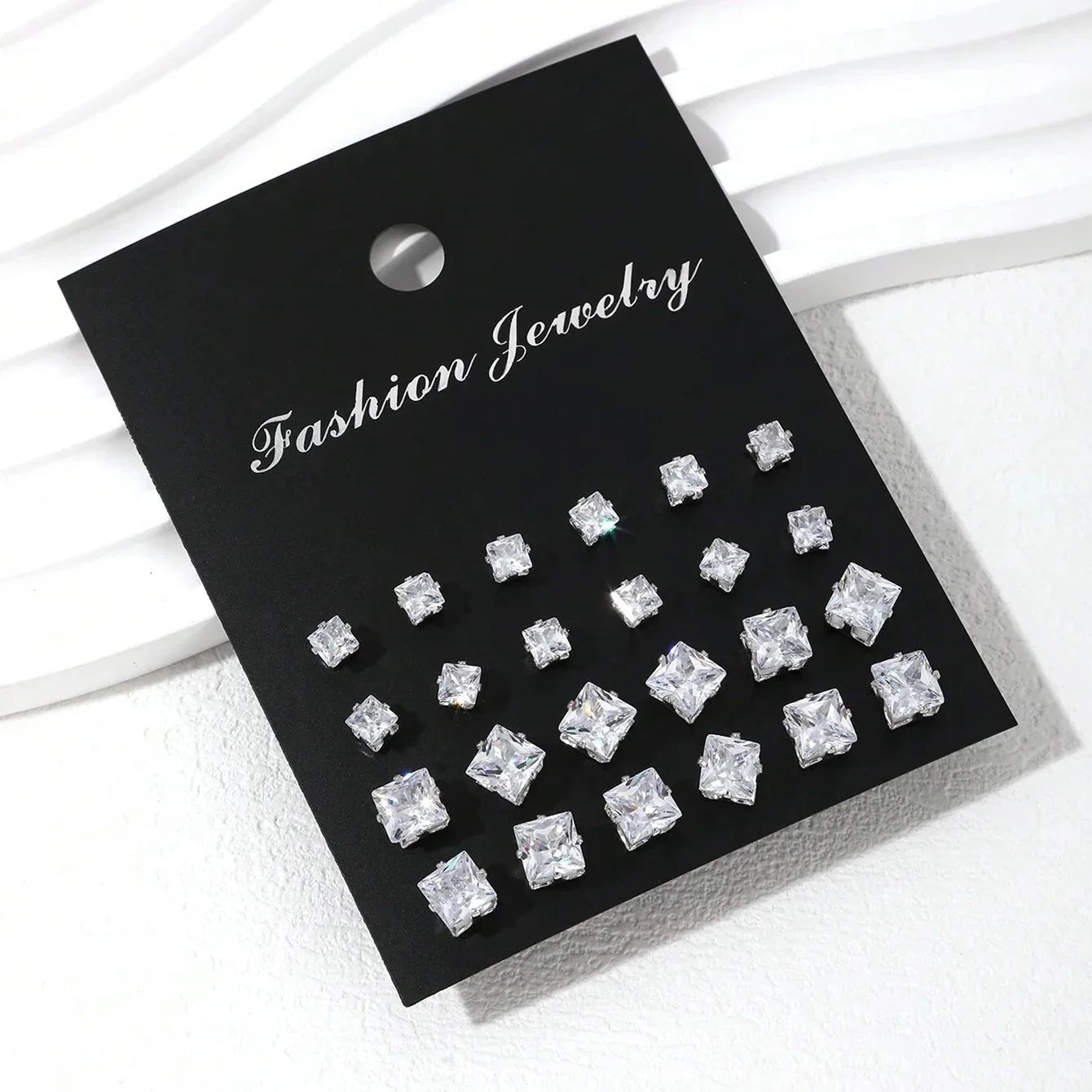 💎 Ensemble 12 Paires Boucles d'Oreilles Zircone - Luxe et Élégance - FoytiShop