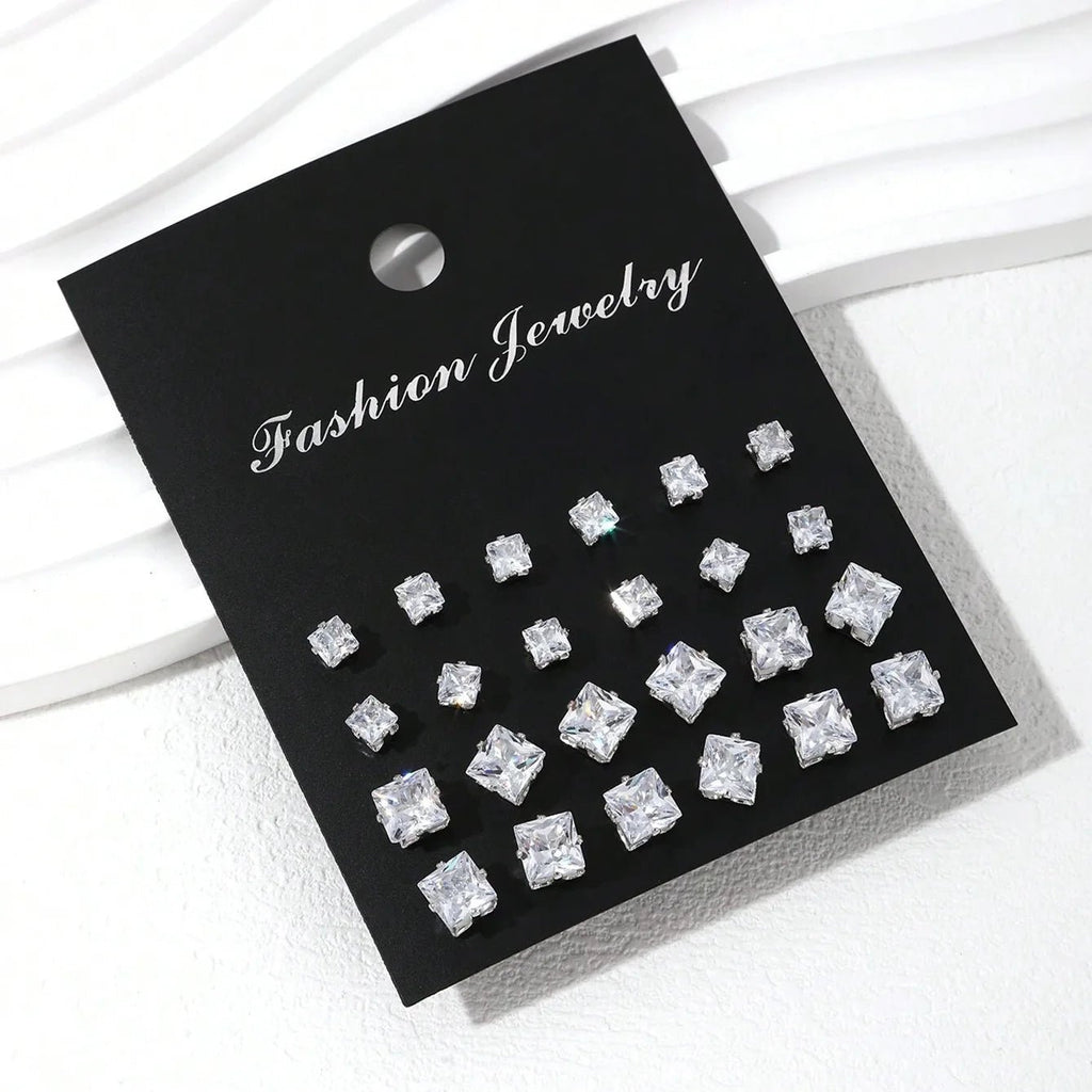 💎 Ensemble 12 Paires Boucles d'Oreilles Zircone - Luxe et Élégance - FoytiShop
