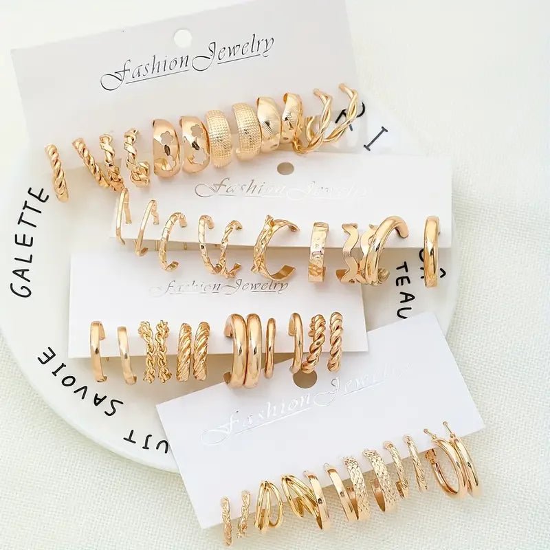 💎 Ensemble 24 Paires Petites Boucles d'Oreilles Créoles Vintage - FoytiShop