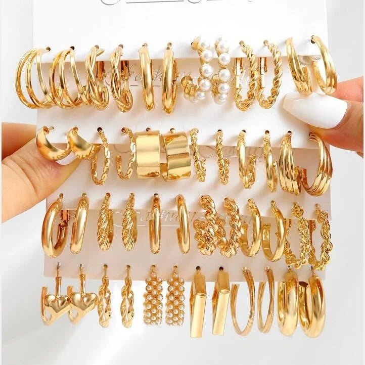 💎 Ensemble 24 Paires Petites Boucles d'Oreilles Créoles Vintage - FoytiShop