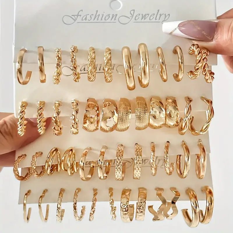 💎 Ensemble 24 Paires Petites Boucles d'Oreilles Créoles Vintage - FoytiShop
