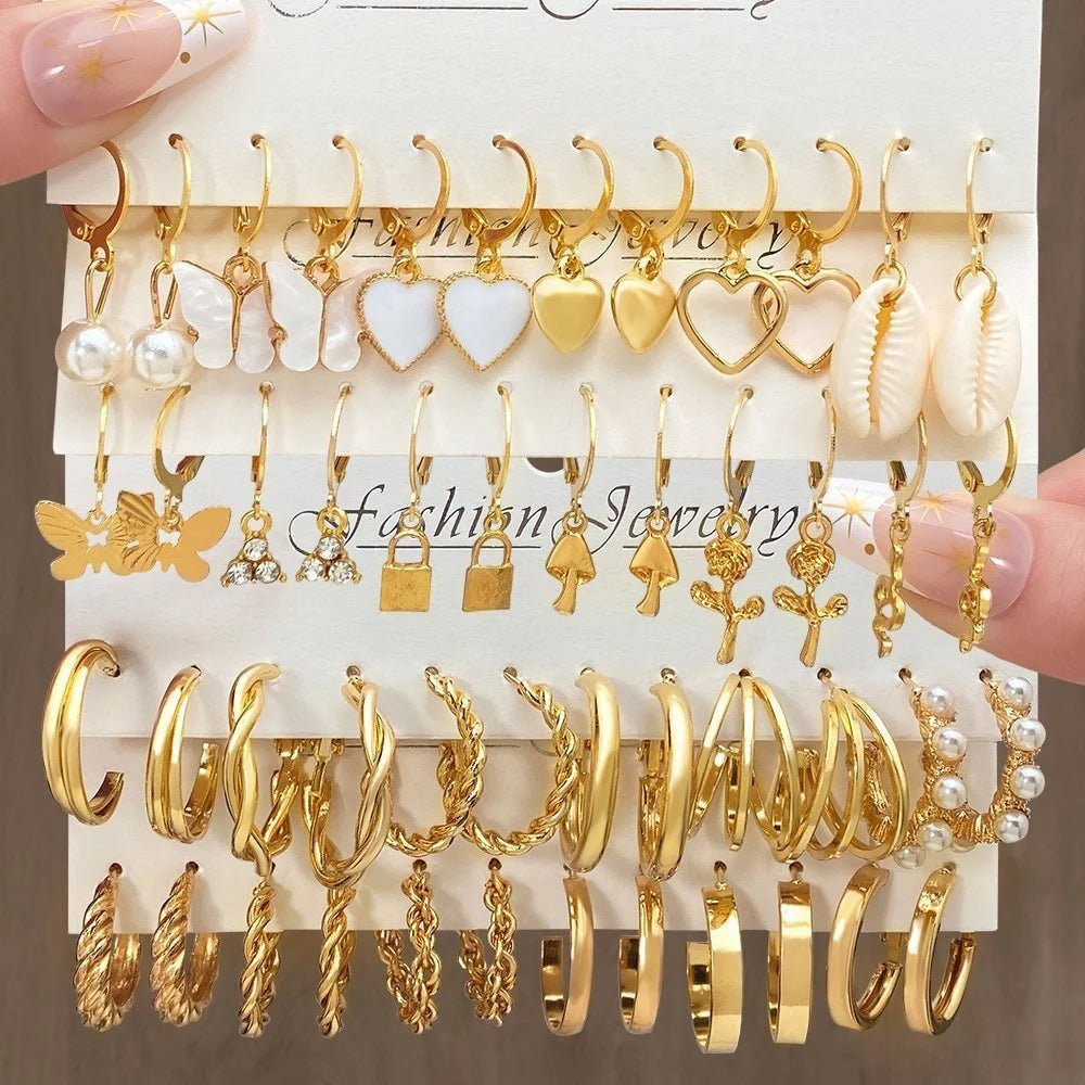 💎 Ensemble 24 Paires Petites Boucles d'Oreilles Créoles Vintage - FoytiShop