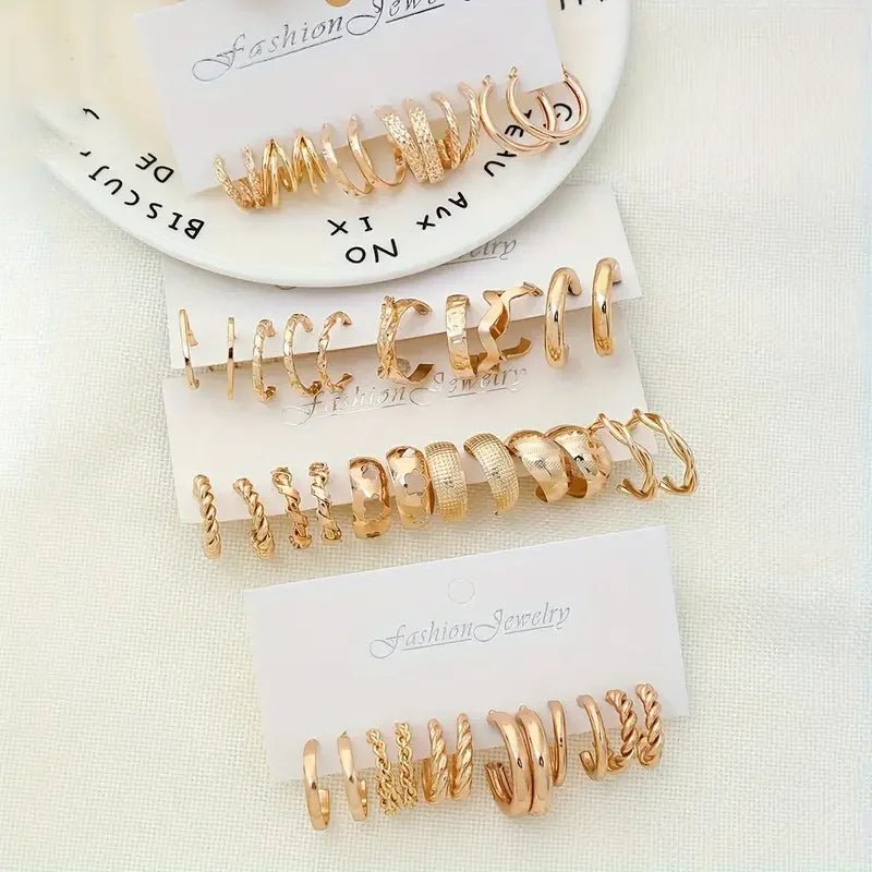 💎 Ensemble 24 Paires Petites Boucles d'Oreilles Créoles Vintage - FoytiShop