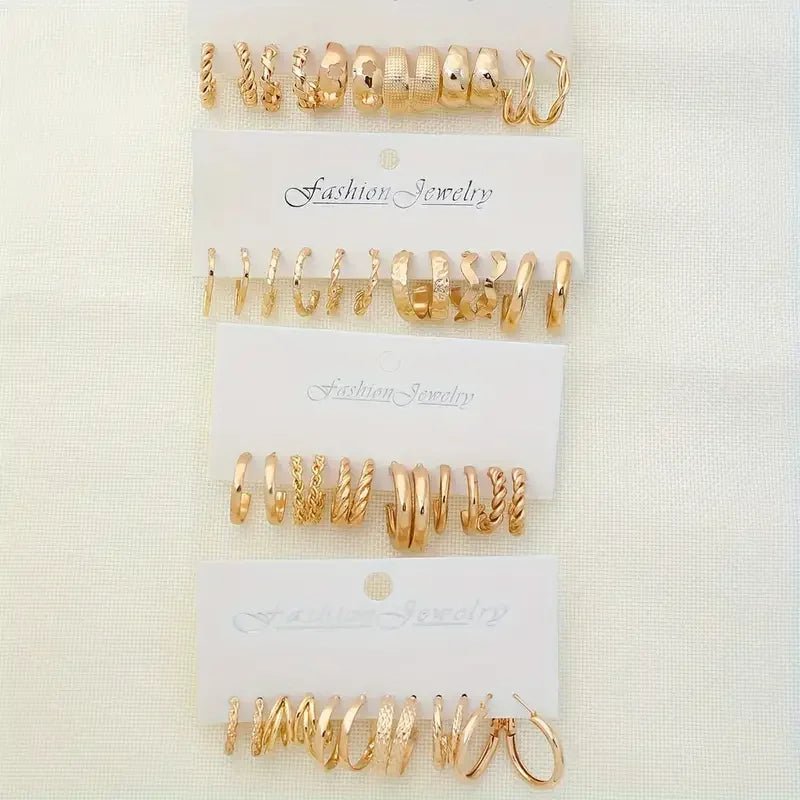💎 Ensemble 24 Paires Petites Boucles d'Oreilles Créoles Vintage - FoytiShop