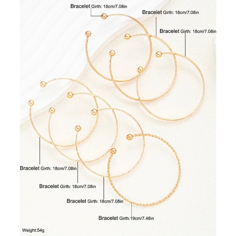 Ensemble 7 Bracelets Punk Or Cœur Gothique - Streetwear Métal Femme - FoytiShop