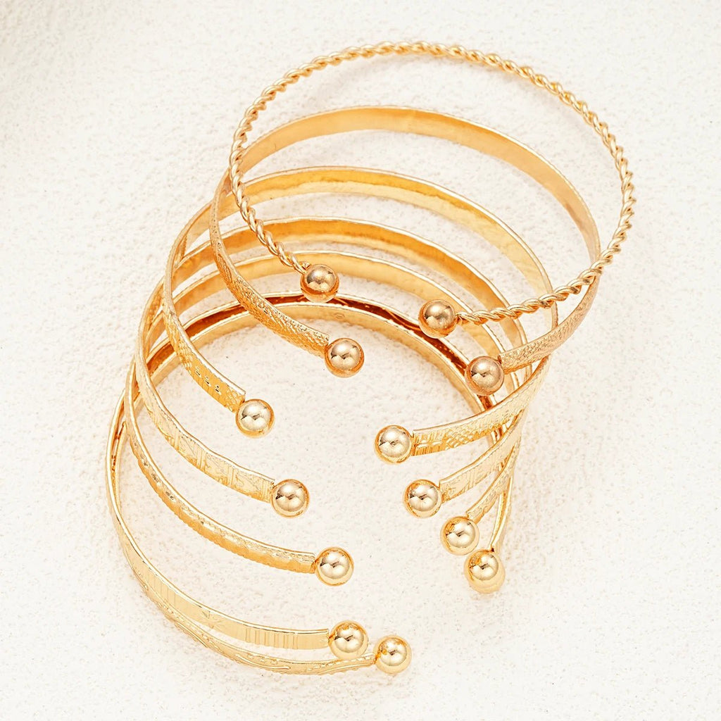 Ensemble 7 Bracelets Punk Or Cœur Gothique - Streetwear Métal Femme - FoytiShop