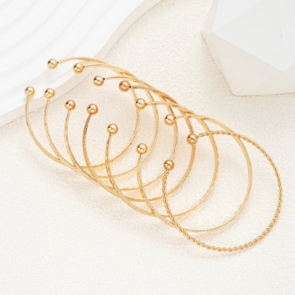 Ensemble 7 Bracelets Punk Or Cœur Gothique - Streetwear Métal Femme - FoytiShop