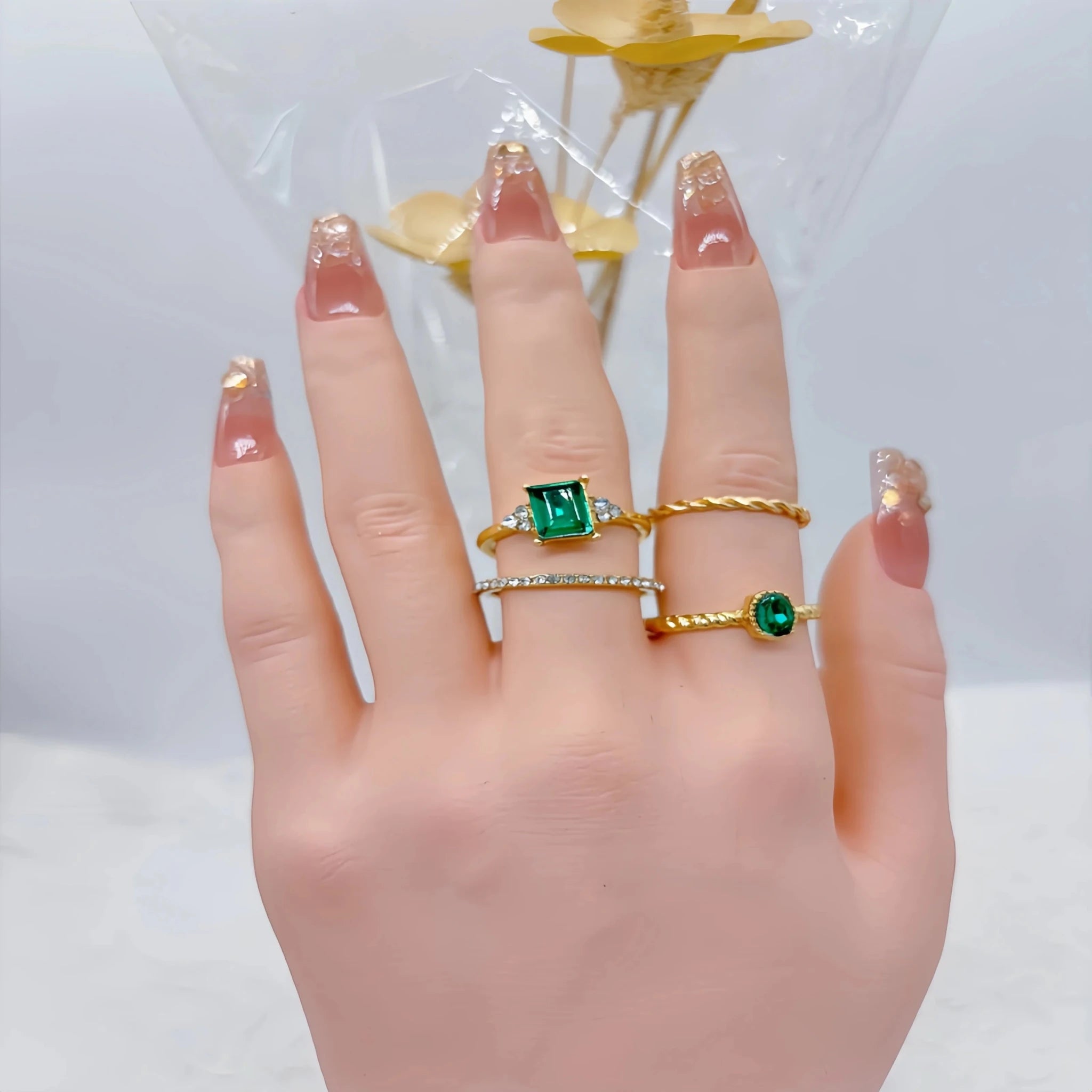 Ensemble 8 Bagues Serpent Torsadées Strass Rétro - Bijoux Femme - FoytiShop