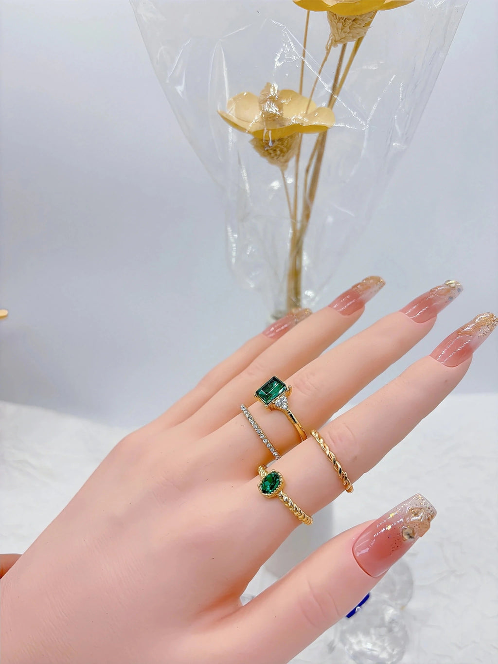 Ensemble 8 Bagues Serpent Torsadées Strass Rétro - Bijoux Femme - FoytiShop