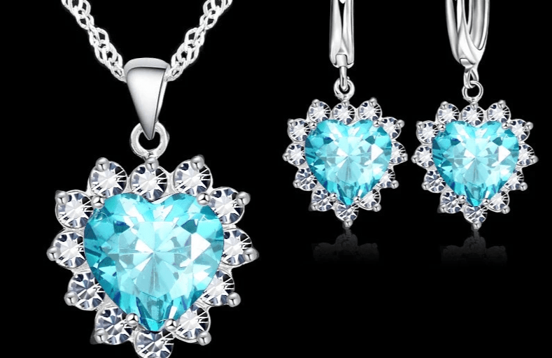 💖 Ensemble Argent Sterling Coeur - Pendentif et Boucles Créoles Femme Fille - FoytiShop