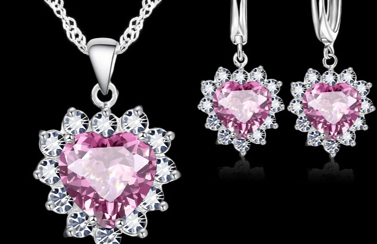 💖 Ensemble Argent Sterling Coeur - Pendentif et Boucles Créoles Femme Fille - FoytiShop
