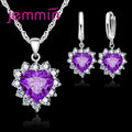 💖 Ensemble Argent Sterling Coeur - Pendentif et Boucles Créoles Femme Fille - FoytiShop