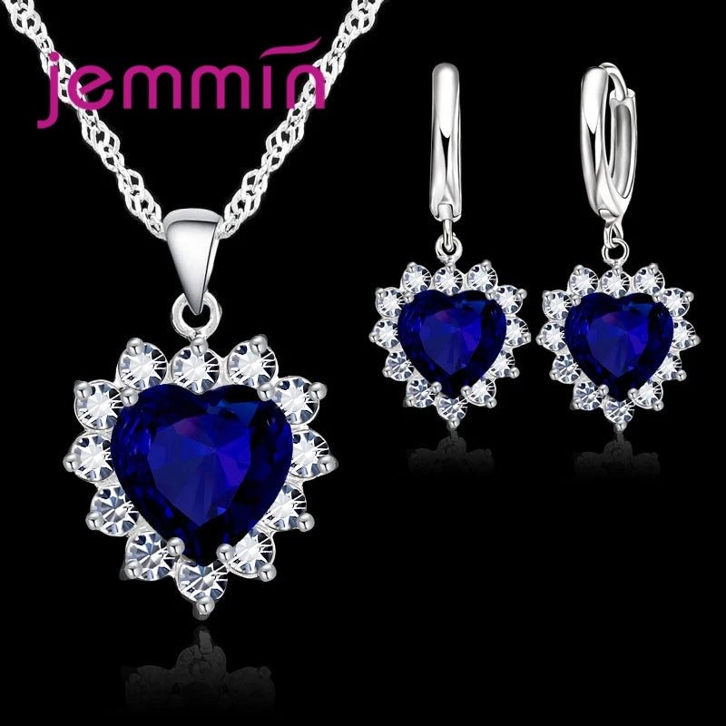 💖 Ensemble Argent Sterling Coeur - Pendentif et Boucles Créoles Femme Fille - FoytiShop
