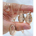 Ensemble Bague et Boucles d'Oreilles Ethnique Zircon - Collier Or Rose 585 Femme - FoytiShop