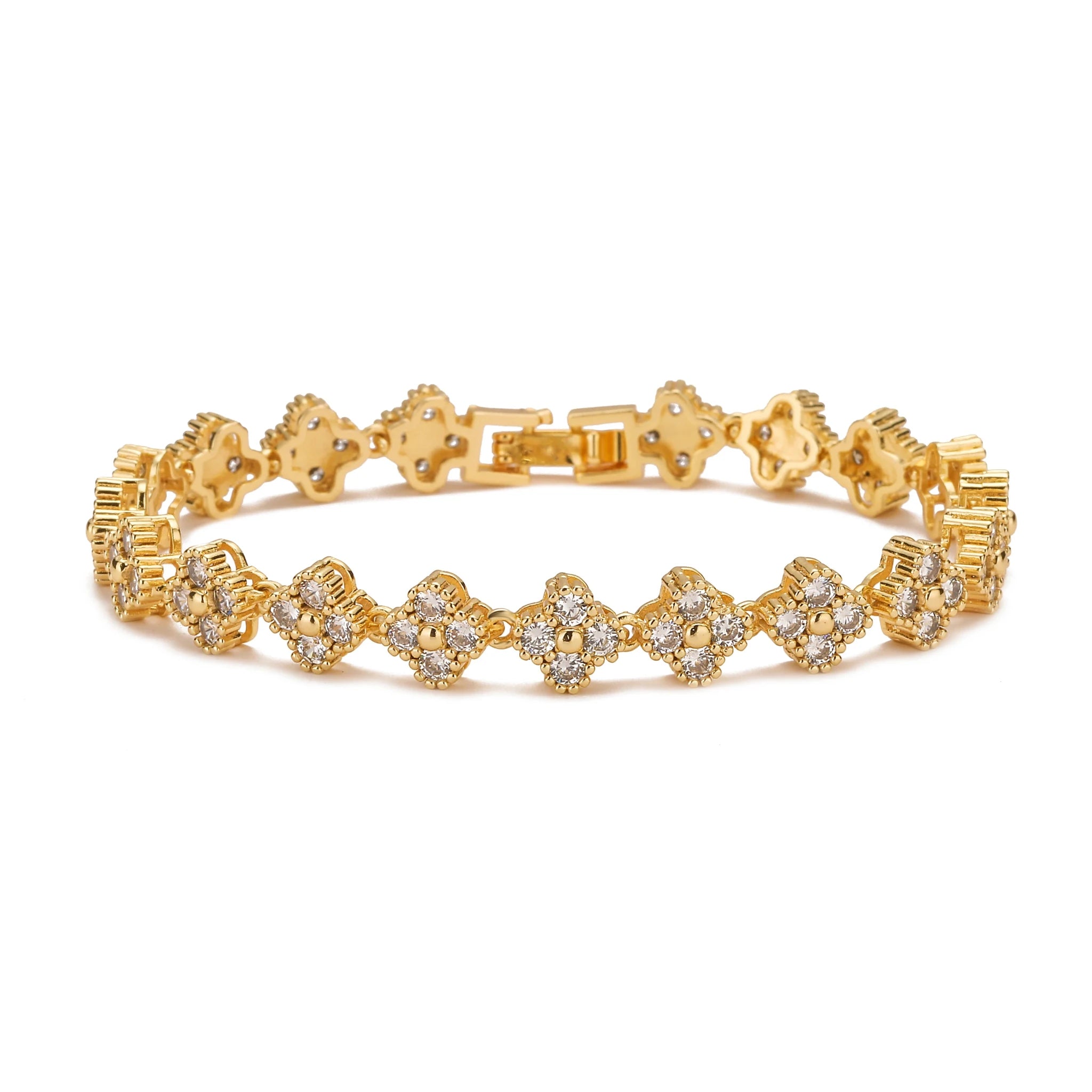 Ensemble Bijoux Fleurs Plaqué Or 18K – Collier & Bracelet Femme - FoytiShop