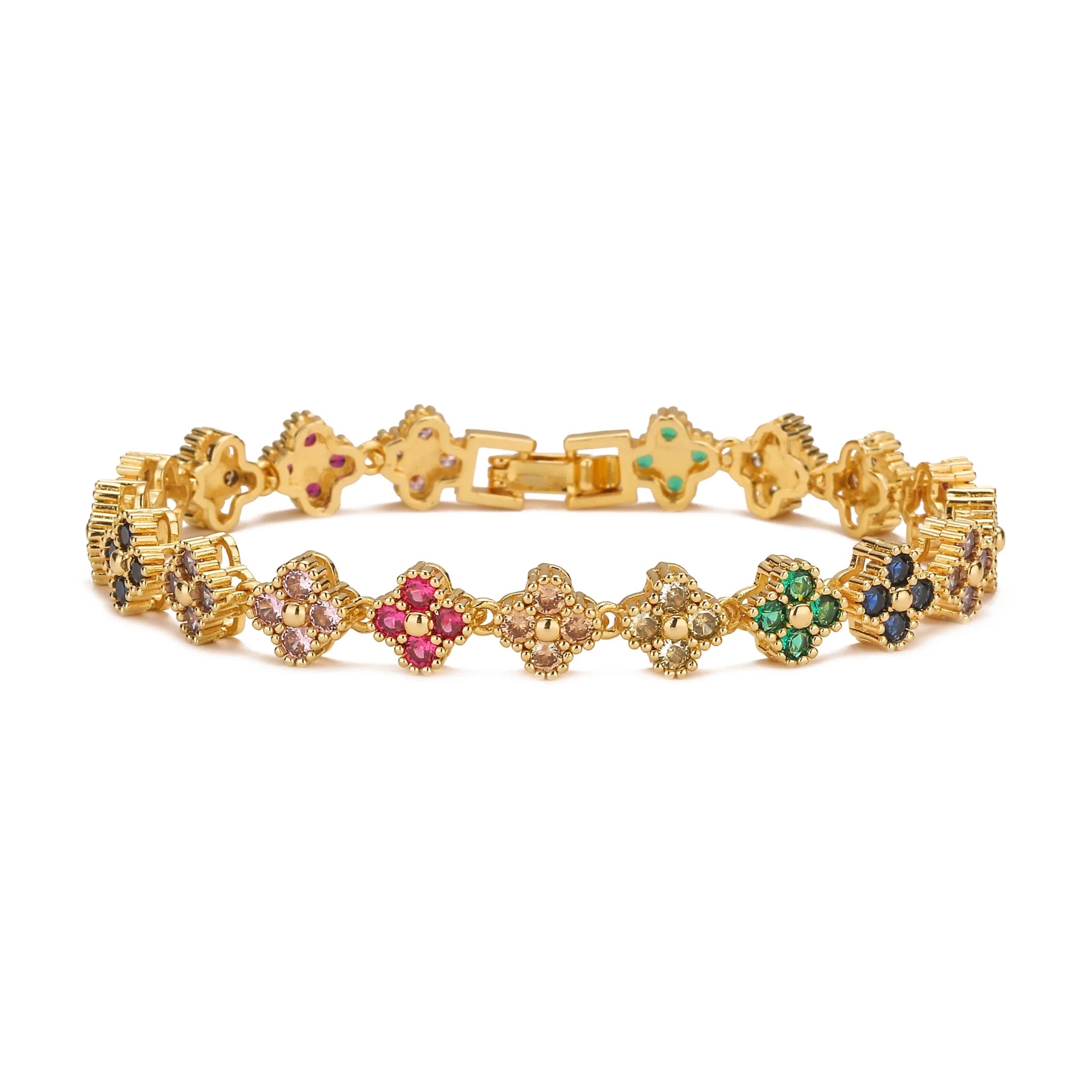 Ensemble Bijoux Fleurs Plaqué Or 18K – Collier & Bracelet Femme - FoytiShop