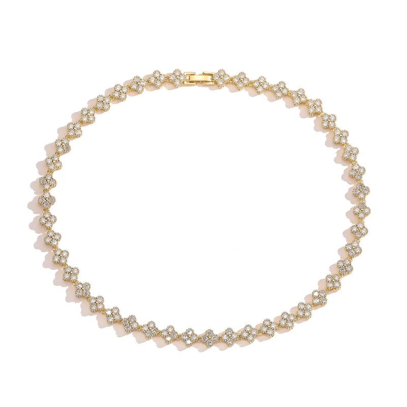 Ensemble Bijoux Fleurs Plaqué Or 18K – Collier & Bracelet Femme - FoytiShop