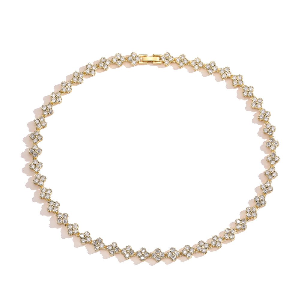 Ensemble Bijoux Fleurs Plaqué Or 18K – Collier & Bracelet Femme - FoytiShop