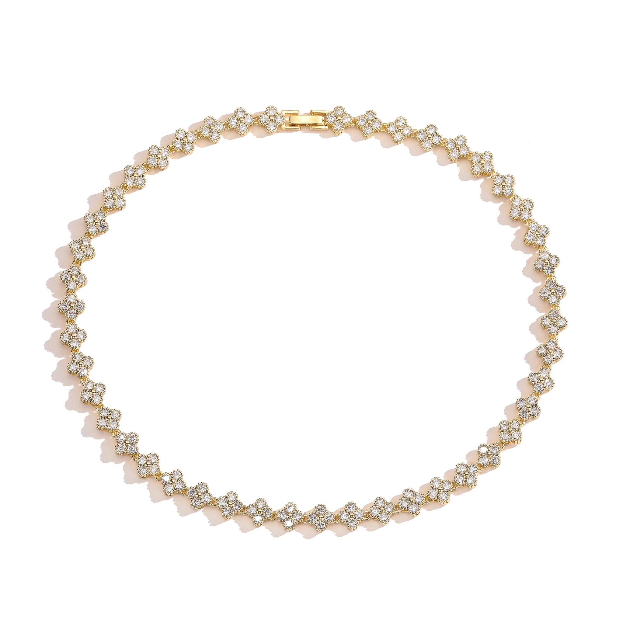Ensemble Bijoux Fleurs Plaqué Or 18K – Collier & Bracelet Femme - FoytiShop