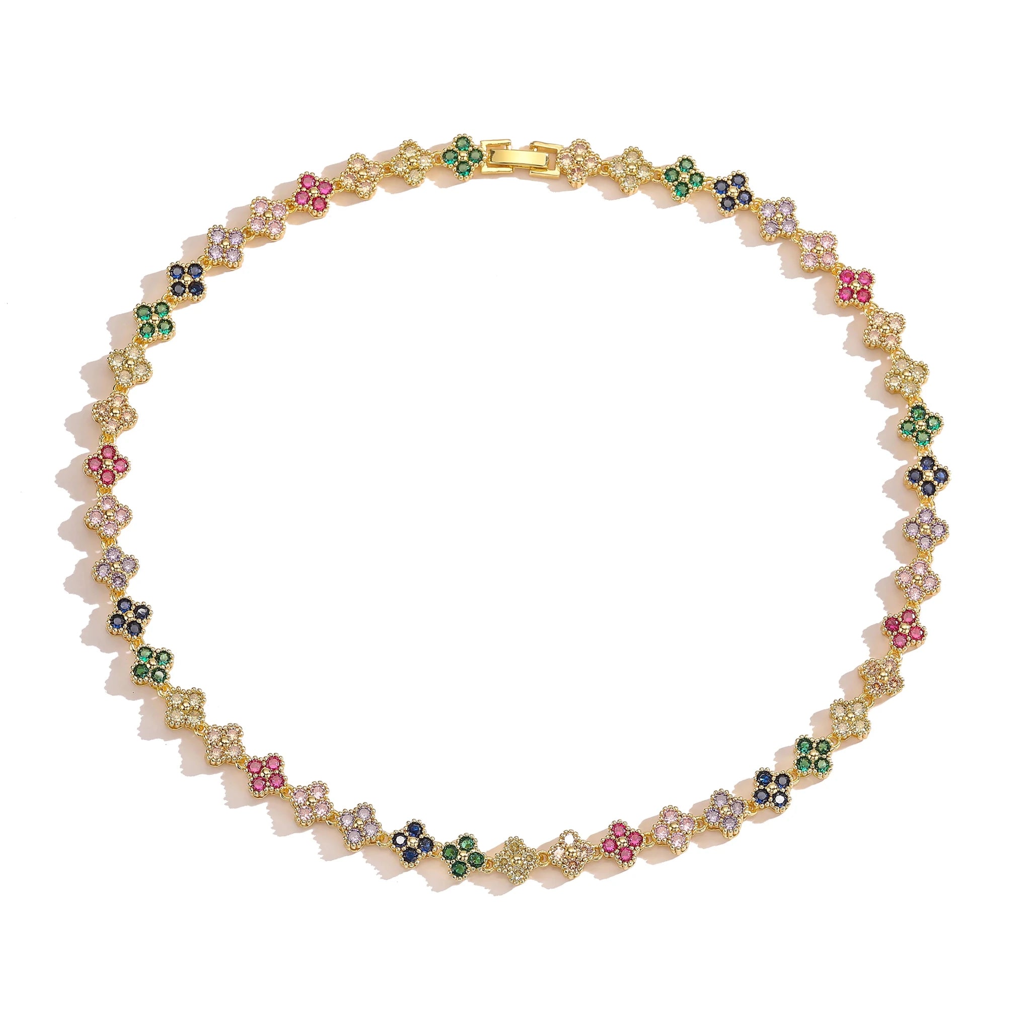Ensemble Bijoux Fleurs Plaqué Or 18K – Collier & Bracelet Femme - FoytiShop