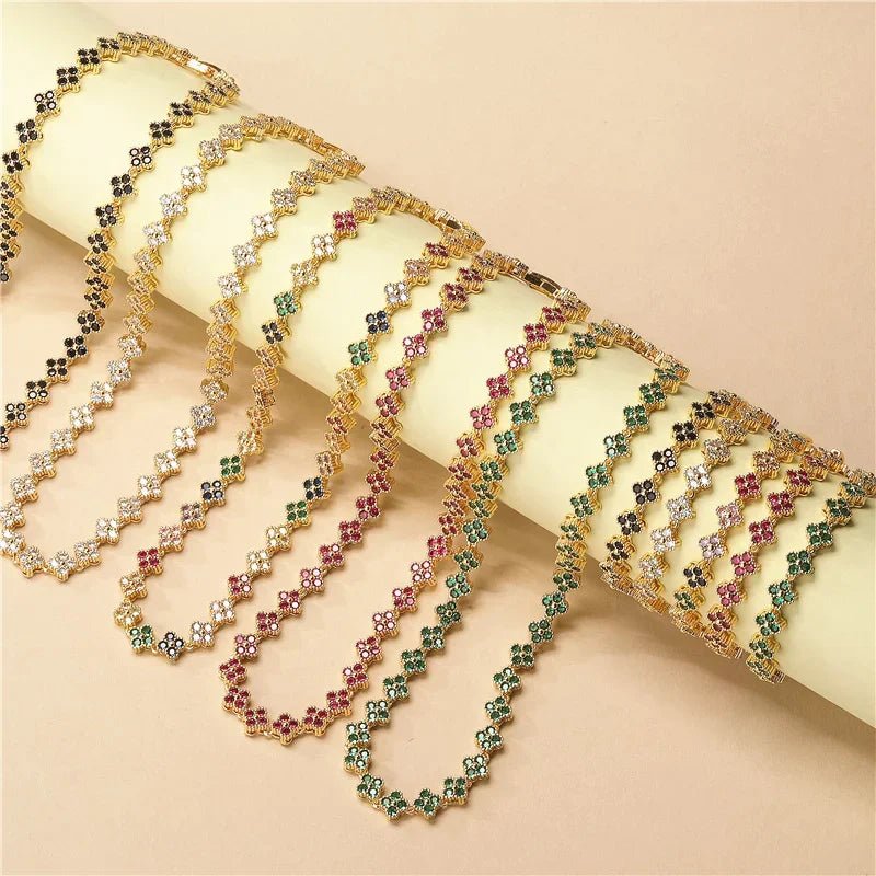 Ensemble Bijoux Fleurs Plaqué Or 18K – Collier & Bracelet Femme - FoytiShop