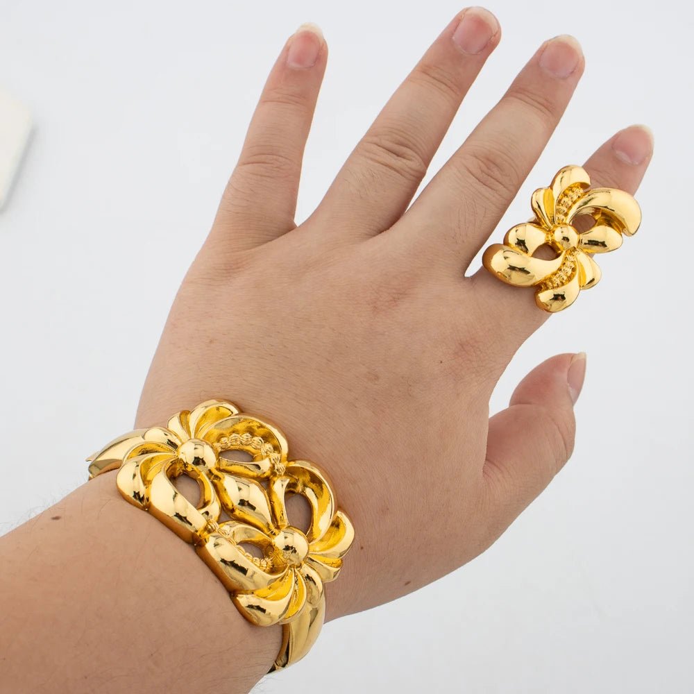 Ensemble Bijoux Léopard Plaqué Or 18K – Bracelet & Bague Femme | Style Africain - FoytiShop