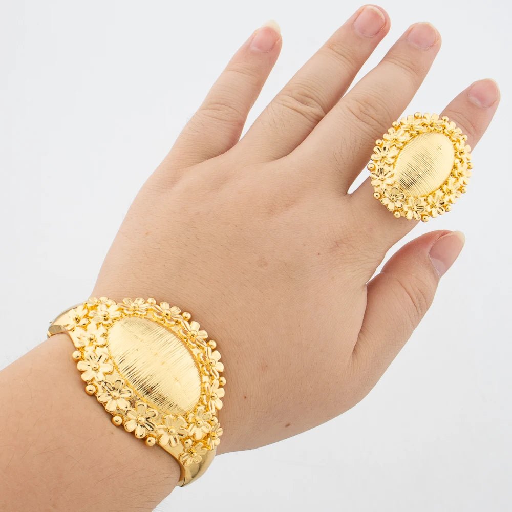 Ensemble Bijoux Léopard Plaqué Or 18K – Bracelet & Bague Femme | Style Africain - FoytiShop