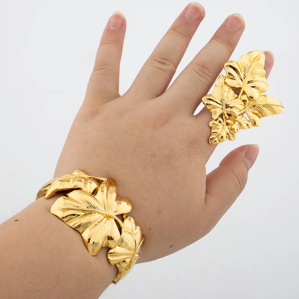 Ensemble Bijoux Léopard Plaqué Or 18K – Bracelet & Bague Femme | Style Africain - FoytiShop