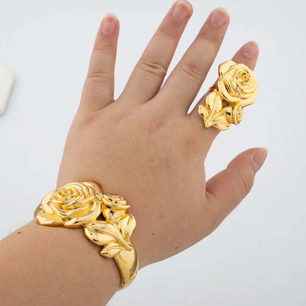 Ensemble Bijoux Léopard Plaqué Or 18K – Bracelet & Bague Femme | Style Africain - FoytiShop