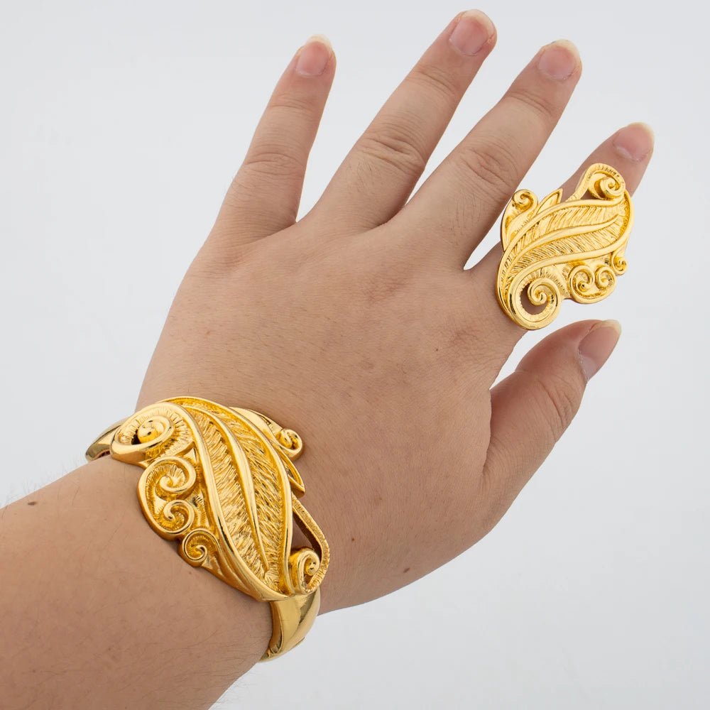 Ensemble Bijoux Léopard Plaqué Or 18K – Bracelet & Bague Femme | Style Africain - FoytiShop