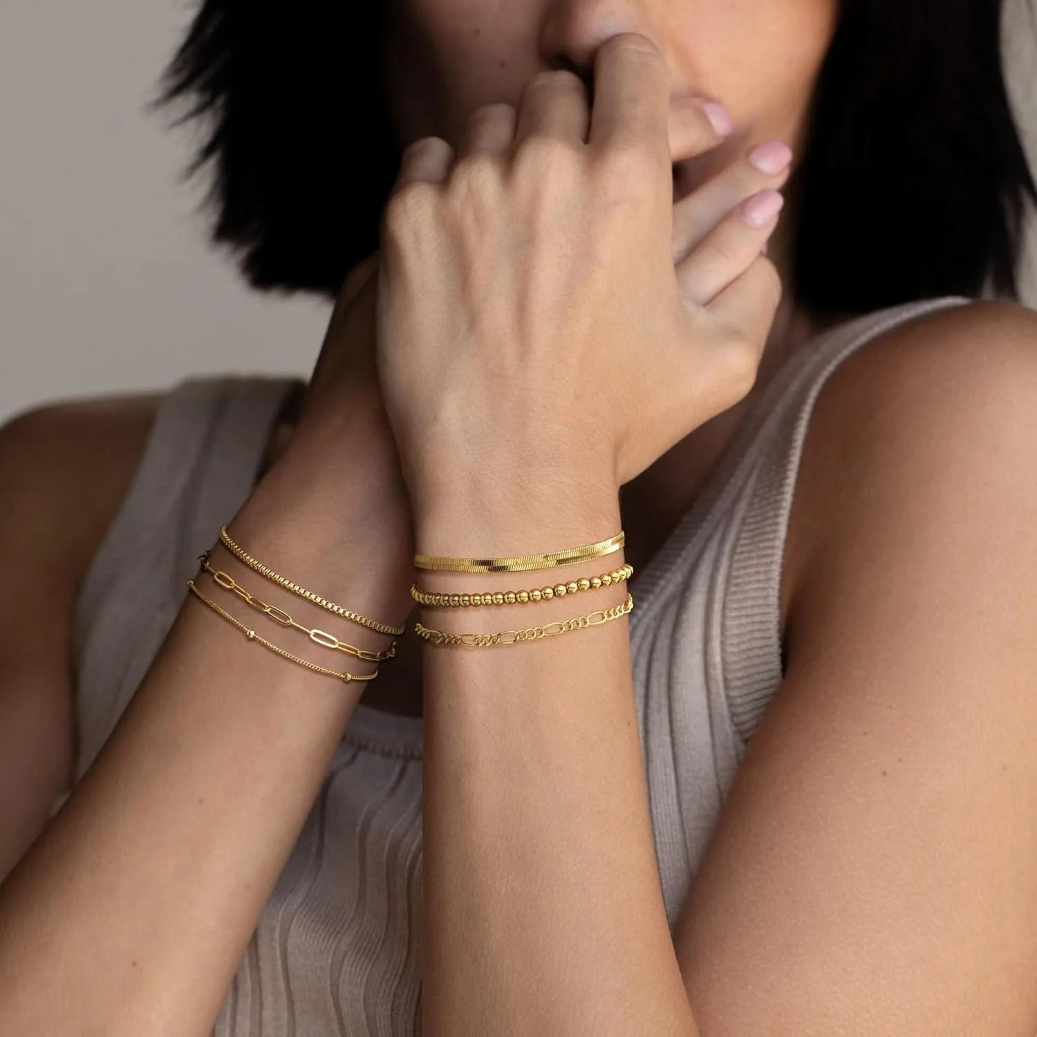 💎 Ensemble Bijoux Plaqué Or 14 Carats - Bracelets Imperméables Femme - FoytiShop