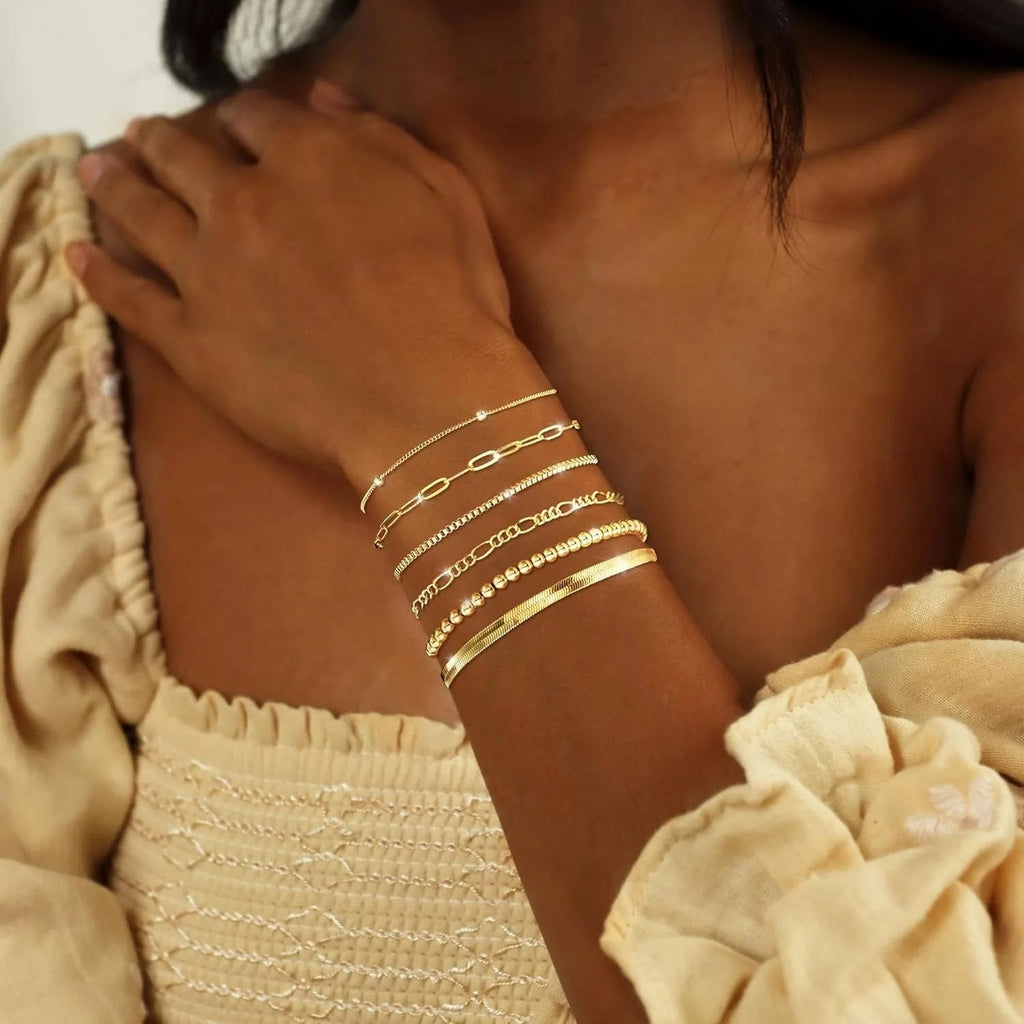 💎 Ensemble Bijoux Plaqué Or 14 Carats - Bracelets Imperméables Femme - FoytiShop