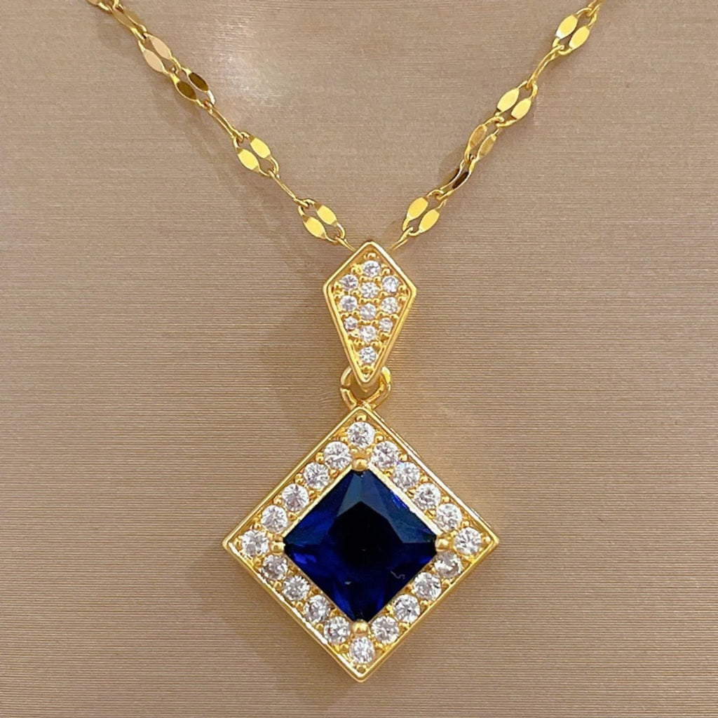 Ensemble collier carré, boucles d'oreilles, breloques pour dames - FoytiShop