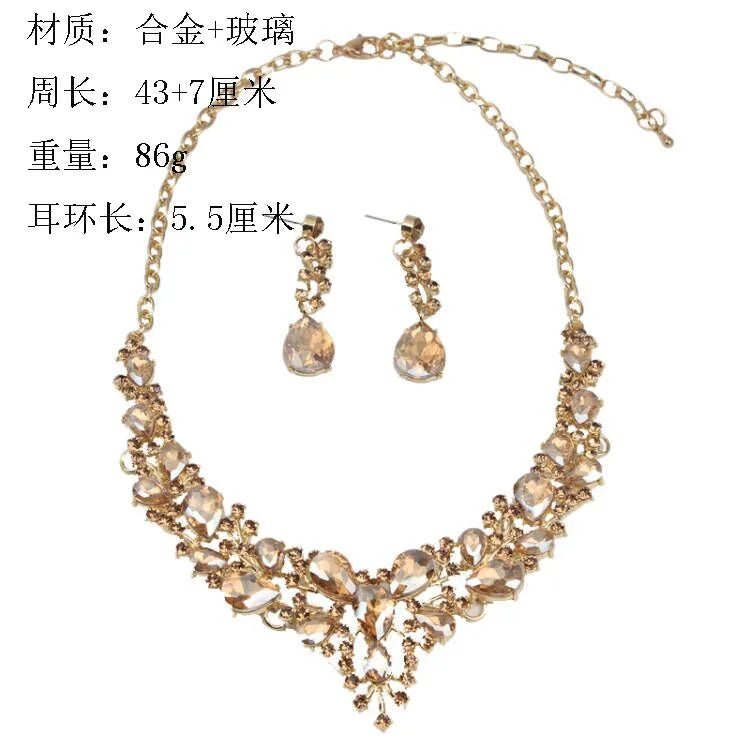 Ensemble Collier et Boucles d'Oreilles Pendentif Cristal - Acier Inoxydable Imperméable - FoytiShop