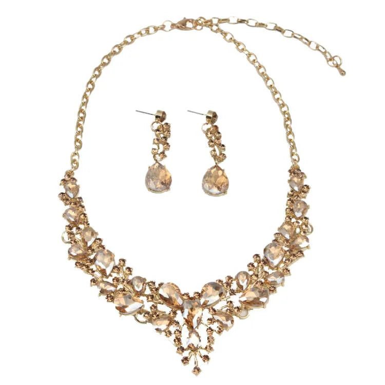 Ensemble Collier et Boucles d'Oreilles Pendentif Cristal - Acier Inoxydable Imperméable - FoytiShop
