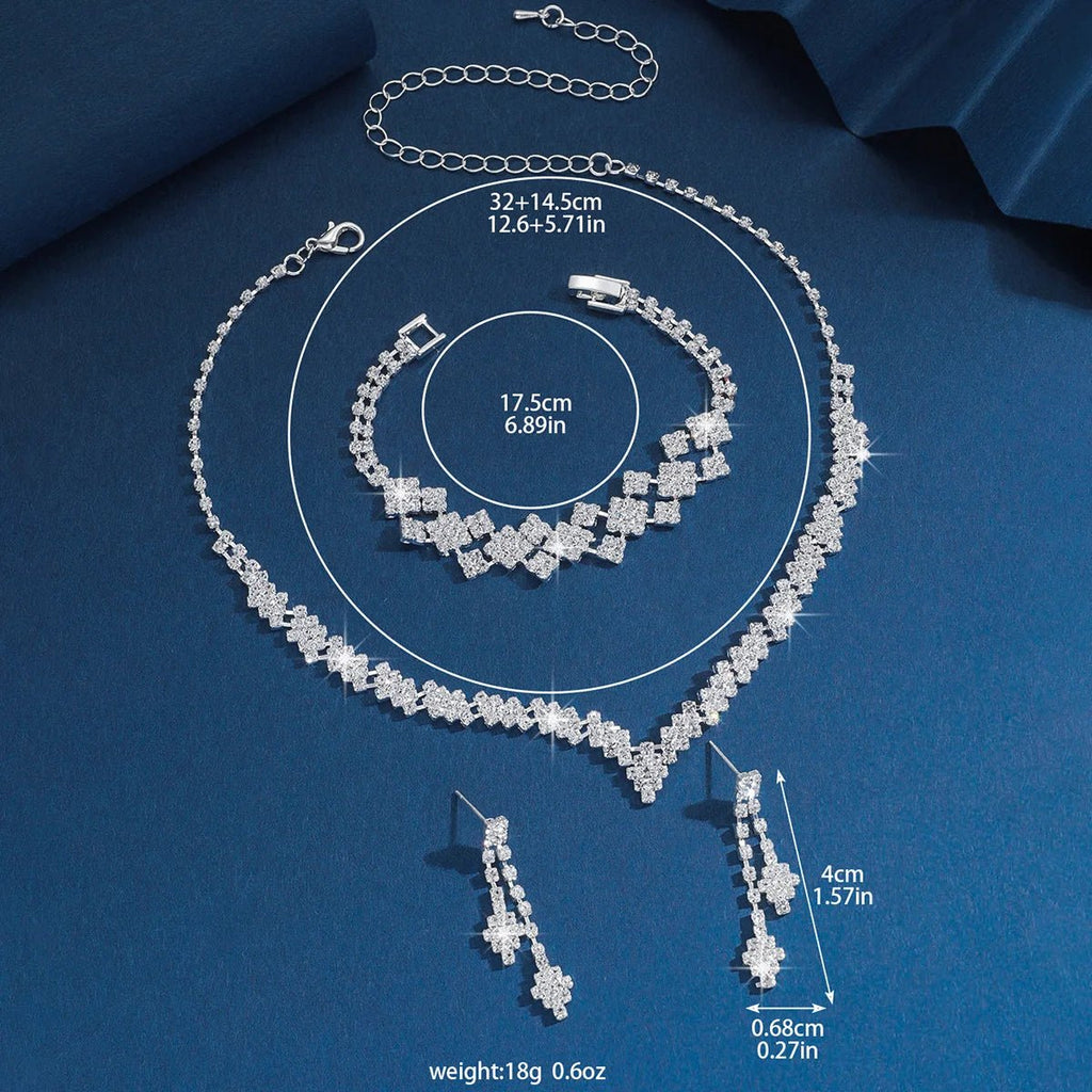 💎 Ensemble Collier et Boucles d'Oreilles Strass Argent - Pampilles Mode - FoytiShop