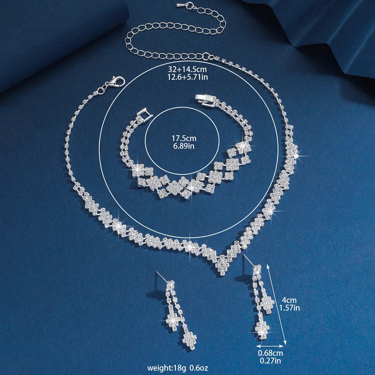 💎 Ensemble Collier et Boucles d'Oreilles Strass Argent - Pampilles Mode - FoytiShop