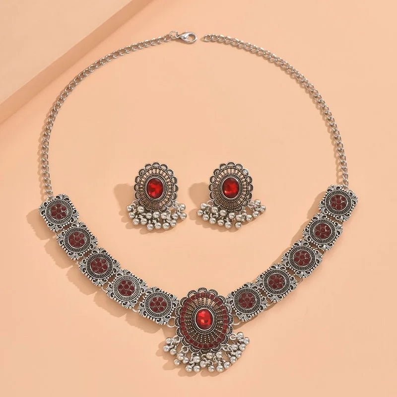 Ensemble Collier et Boucles d'Oreilles Vintage Femme - Cristal Mariage 2 Pièces - FoytiShop