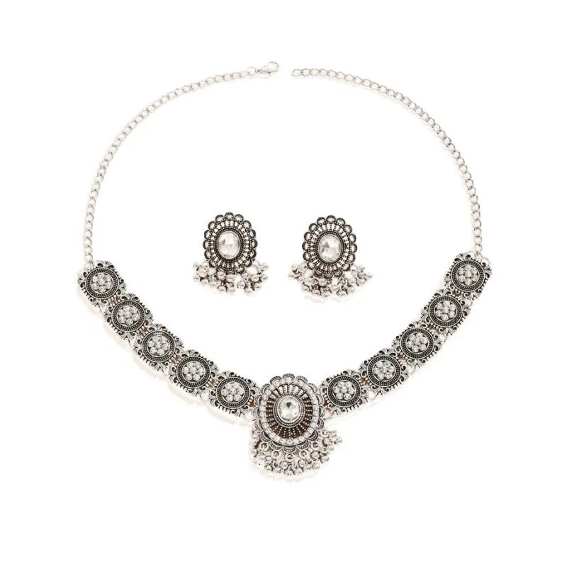 Ensemble Collier et Boucles d'Oreilles Vintage Femme - Cristal Mariage 2 Pièces - FoytiShop