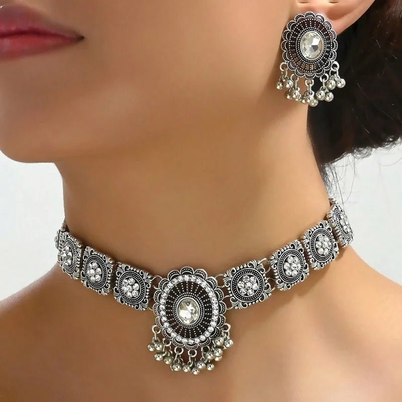 Ensemble Collier et Boucles d'Oreilles Vintage Femme - Cristal Mariage 2 Pièces - FoytiShop